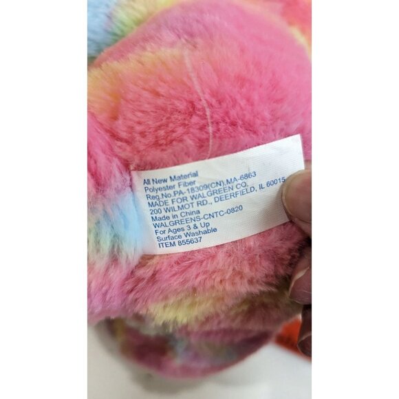 Walgreen  Rainbow teddy bear plush pin yellow bleu 10" - Picture 8 of 8